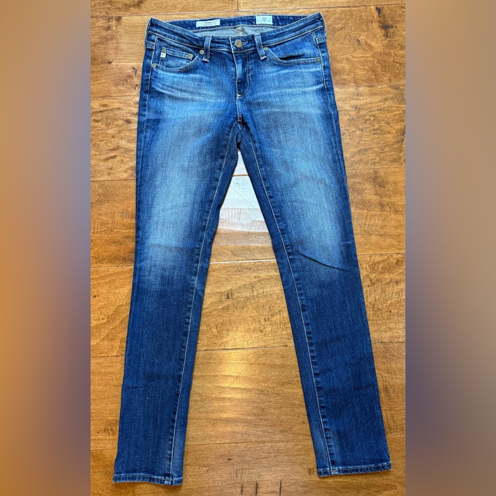 AG Stilt Straight Leg Jeans 26R Mid Rise Dark Wash Stretch Denim